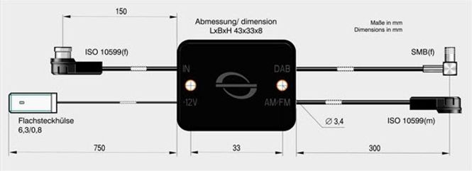 Hovedbilde FM/DAB splitter - ISO/SMB