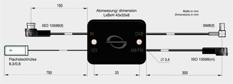 FM/DAB splitter - ISO/SMB