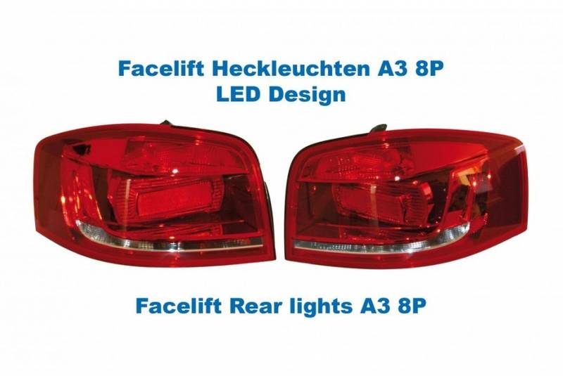 Faclift LED baklykter Audi A3 8P